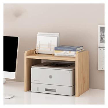 Imagem de Suporte de rack de impressora de mesa armário escritório desktop armazenamento de computador multicamadas pequena prateleira mesa estante de livros suporte de impressora doméstica (cor: latão, tamanho