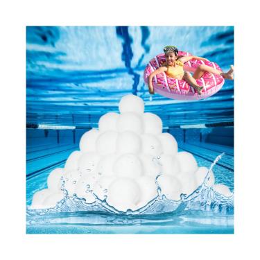 Imagem de Makeforu Bola de filtro de piscina de 1,3 kg, para filtro de areia de piscina, bola de filtro de fibra ecológica e reutilizável leve, substitui filtro de piscina de 45 kg de areia de 1,4 kg
