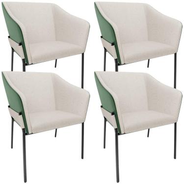 Imagem de Kit 4 Cadeiras Para Sala De Jantar Estar Living Olívia L02 Linho Cru Couríssimo Verde - Lyam Decor