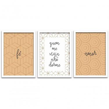 Imagem de Conjunto Quadros Decorativos 3 peças MDF 20x30 Fé e Amor