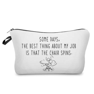 Imagem de Livel lhood Citações engraçadas bolsa de maquiagem fofa pequena bolsa organizadora com zíper Alguns dias A melhor coisa sobre meu trabalho é que a cadeira gira bolsa de cosméticos presente de