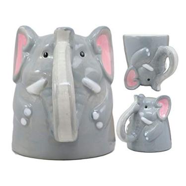 Imagem de Ebros Topsy Turvy Cerâmica Safari Jumbo Elefante Inteligente Caneca de Café Chá Copo de Bebida 325 ml Elefantes Decoração Acessório de Cozinha Colecionável Para Beber Festa Hospedagem Cozinha
