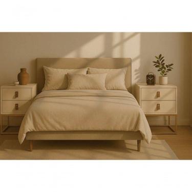 Imagem de Kit 2 Mesas De Cabeceira Unic 45 Puxador De Couro Com 2 Gavetas