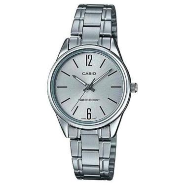 Imagem de Relógio Feminino Casio Analógico Pequeno Casual Aço Inóx Prova Dágua Azul Preto Rosa Prata LTP-V005D