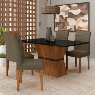 Imagem de Mesa Com 4 Cadeiras 1,36 Antália Freijó/preto/suede Capuccino - M.a - 