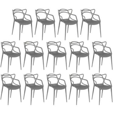 Imagem de Kit 14 Cadeiras de Jantar Allegra Design Empilhável - Cinza Escuro