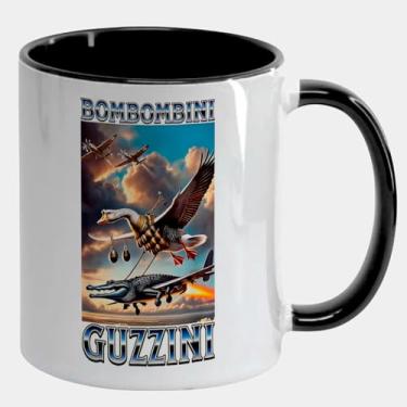 Imagem de Caneca Branca com Alça e Interna Preta 325ml - Bombombini Guzzini Brainrot Meme