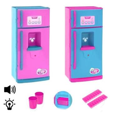 Imagem de Geladeira Infantil De Brinquedo Com Som E Luz + Acessórios - Usual Bri