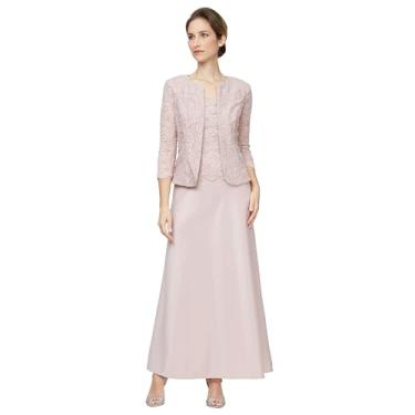 Imagem de Alex Evenings Vestido feminino de duas peças para mãe da noiva com jaqueta de renda (tamanho pequeno e regular), Blush, 42