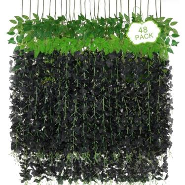 Imagem de Siyaluens Flores falsas para pendurar glicínias (48 peças, preto)