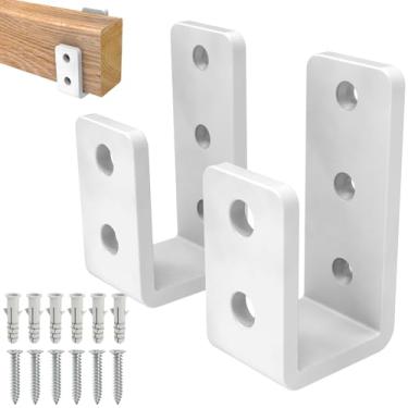 Imagem de Suportes de barricada de porta resistentes 2x4 suportes de segurança em forma de U de 1/10.2 cm de grau industrial para madeira, galpões, portões e portas de porão (trava de madeira 2x4) 6 mm branco