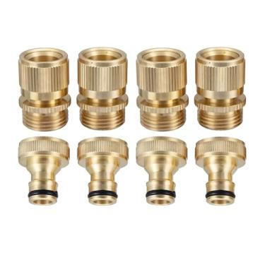 Imagem de Mangueira de jardim de conexão rápida, conjunto de 4 adaptadores de tubulação de água de 3/10.2 cm de latão sólido