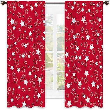 Imagem de Cortinas blackout para quarto de Natal, estampa de estilo natalino, cortinas blackout com absorção de som para sala de jantar/decoração de festa, L 182 x C 150 cm