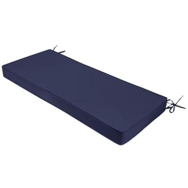 Imagem de Olliwand Almofada de banco para ambientes externos 121 x 45 cm à prova d'água e resistente ao desbotamento, almofadas de banco antiderrapantes para móveis de exterior com gravatas, alças (azul marinho