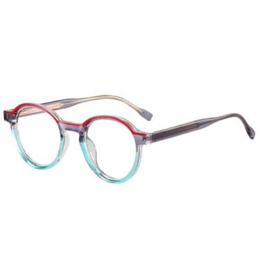 Imagem de Armações de óculos retrô oval feminino de duas cores, armação masculina, vermelho, cinza, verde, tamanho único