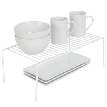 Imagem de Smart Design Prateleira de armazenamento clássica – Grande (40,6 cm L x 21,6 cm P x 14,6 cm A), branca – Organizador de despensa de aço com acabamento resistente à ferrugem e pés antiderrapantes para