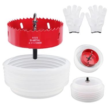 Imagem de Crapyt Serra de furo de 4-1/4" (108 mm) para luzes embutidas, cortador de furo com coletor de poeira para corte de metal de madeira e plástico, conjunto de kit de serra para teto, drywall, orifício de