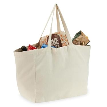 Imagem de Twine Sacola Living Canvas reutilizável, resistente com 5 bolsos, comporta até 27 kg, dobrável e lavável na máquina, sacolas de compras para mantimentos, piqueniques, 37 x 26 x 33 cm, conjunto com 1