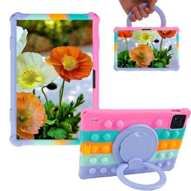 Imagem de Sfulatdc Capa de silicone para tablet, suporte giratório 360 e alça de ombro removível, capa macia leve compatível com Xiaomi Pad 7/7 Pro 11,2 polegadas arco-íris