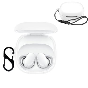 Imagem de Capa protetora para Xiaomi Redmi Buds 6 Play, capa protetora para fone de ouvido NOUKAJU (com mosquetão + cordão) à prova de quedas, arranhões, à prova de choque, capa para Redmi Buds 6 Play (branca)