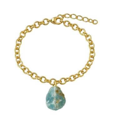 Imagem de Pulseira de Ônix Azul - Cristal Natural, Banho Ouro 18k