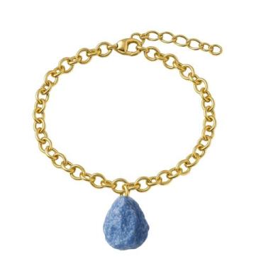 Imagem de Pulseira de Quartzo Azul - Cristal Natural, Banho Ouro 18k