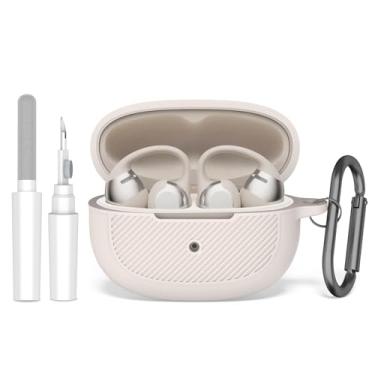 Imagem de TUDIOW Capa SHOKZ OpenDots ONE, capa protetora de silicone macio à prova de choque compatível com os fones de ouvido SHOKZ OpenDots One com kit de limpeza e chaveiro (cinza)