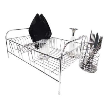 Imagem de Escorredor 13 Pratos Cama Porta Talheres Inox Jomer 3140