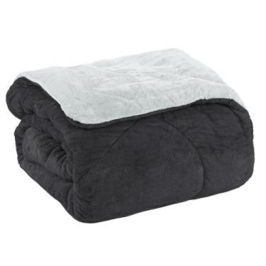 Imagem de Edredom king plush bicolor - chumbo / cinza claro - First Class, King,