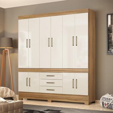 Imagem de Guarda Roupa Roupeiro Casal 10 Portas New Murano Amêndola Touch Off White Demóbile