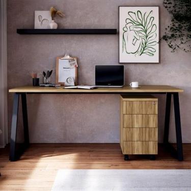 Imagem de Escrivaninha 160cm e Gaveteiro com 4 Gavetas e Rodízios F5 - F5 Office