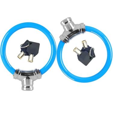 Imagem de MyyYiTar 2 cadeados de cabo de bicicleta com chaves, trava de cabo para bicicleta/portão/scooter, azul