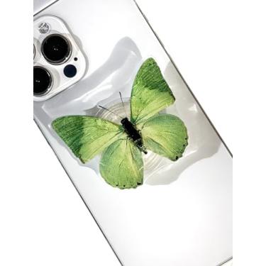 Imagem de petitepop Suporte Adesivo Para Celular Butterfly, Transparente Celular, Acessório Com Pingentes Expansíveis, De Dedo Intercambiável, Dobrável Kindle