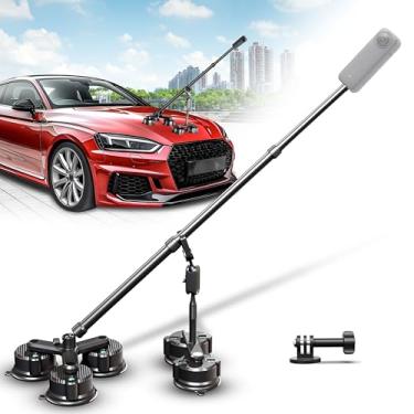 Imagem de Suporte para carro Insta 360, kit de montagem para câmera 360, kit de montagem de câmera com ventosa 5 em 1, compatível com GoPro, Insta 360 e smartphones, fixação extra forte e bastão de selfie