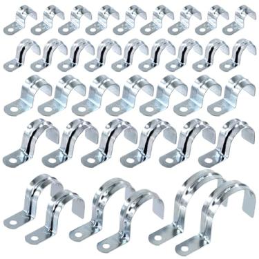 Imagem de Swpeet Kit Sortido De Tiras Para Tubos Emt Com 85 Peças, 7 Tamanhos, Zincado, Um Furo, Tiras, Suporte Em U, Braçadeira Tubo, 1 Grampo Pressão Conduíte, Clipes Tensão Fixação