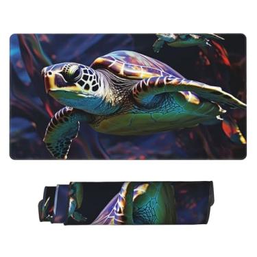 Imagem de Mousepad grande tapete de rato com base de borracha antiderrapante colorido tropical tartaruga marinha mousepads para homem mulher computador mousepad para mouse sem fio tapete de teclado tapete de