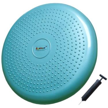 Imagem de AppleRound Almofada de balanço inflada com bomba manual, placa de estabilidade de ar (extragrossa), disco de equilíbrio central para adultos, assento sensorial para crianças, assento flexível para
