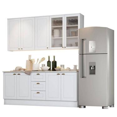 Imagem de Cozinha Completa Americana 4 Peças Branco Com Tampo - Móveis Henn Branco