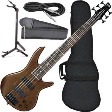 Imagem de Kit Contra Baixo 6 Cordas Ibanez Gsr206 Wnf Com Acessórios