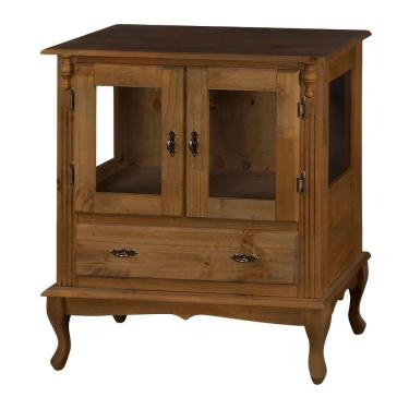 Imagem de Cristaleira De Madeira 2 Portas 1 Gaveta Vidros Na Lateral Pés Luiz Xv