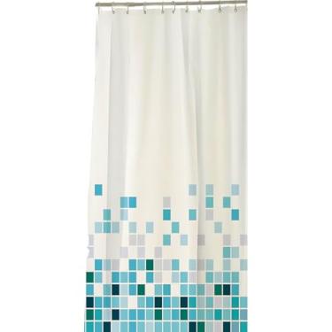 Imagem de Cortina Box Banheiro 100% Pvc 198cm X 180cm Antimofo (198 x 180, Pastilha azul)