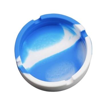 Imagem de Cinzeiro 1 peça de cinzeiro de silicone redondo colorido para sala de estar quarto desktop suporte de cinzas (azul)
