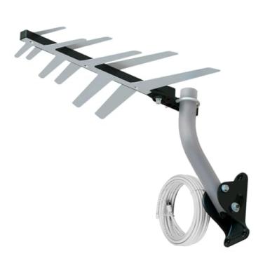 Imagem de Antena Externa Digital para TV 2 em 1 Completa, Aquario, DTV-1500, Prata, Médio