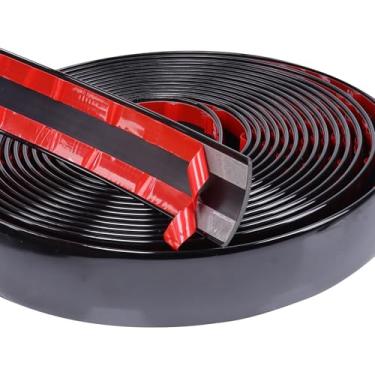 Imagem de Car Elements Moldagem automotiva de 25 m (25 mm) molduras laterais de carro pretas brilhantes (autoadesivas) com proteção UV à prova de arranhões para todos os veículos, para-choque de janela de porta