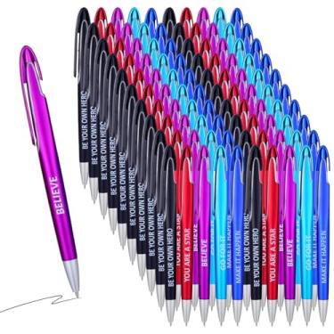 Imagem de mekueeex 100 canetas esferográficas inspiradoras em massa, presentes inspiradores a granel, canetas retráteis de ponta média com tinta preta, presentes de agradecimento para formatura, dia das