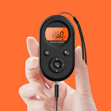 Imagem de Rádio portátil AM FM, rádio de bolso pessoal recarregável com a melhor recepção, bateria de longa duração, auriculares estéreo, pequenos raios de transistor digitais para caminhadas, caminhadas