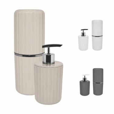 Imagem de Conjunto Dispenser Sabonete Liquido e Porta Escovas groove 2 Peças par