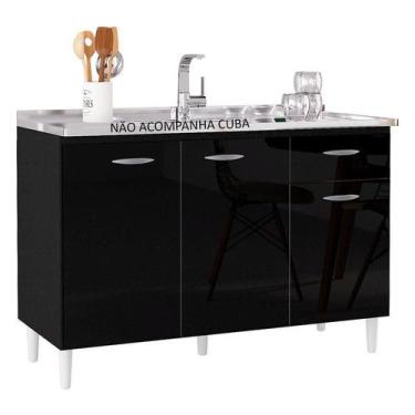 Imagem de Balcão de Pia 120 cm Preto  Poquema - Poquema Industria