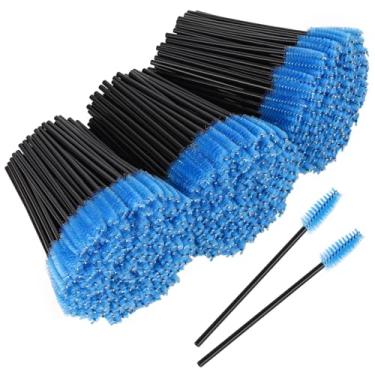 Imagem de BTYMS 500 peças de bastão de rímel descartáveis, pincéis de sobrancelha, aplicadores, carretéis de cílios para extensão de cílios - azul