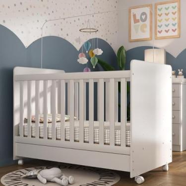 Imagem de Berço Americano 3 em 1 com Colchão Incluso e Rodízios Bambino Multimóveis Mp4306 Branco